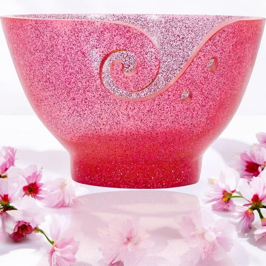 Pink Glitter Resin Yarn Bowl